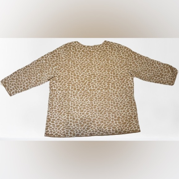 TALBOTS Marino Wool Women's 3/4 Sleeve Sweater  Size 2X  Giraffe Print - Picture 2 of 4